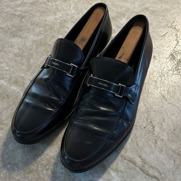 PRADA Leather Logo Loafer Slipper Dress Shoes US 10 main image 6